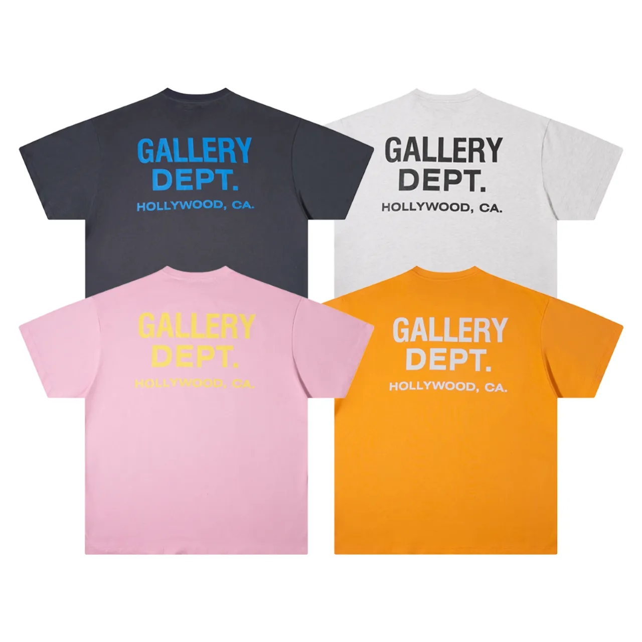 p90 650#Gallery Dept New new color matching classic basic letter LOGO basic slogan round neck short-sleeved T-shirt pure cotton Tee gray black light gray pink orange S～XL
